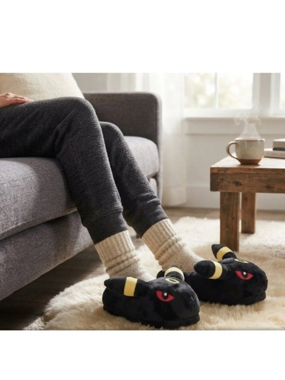 Umbreon Plush Slippers Unisex Teen Adult Cozy Indoor Shoe Cosplay up to 11" long